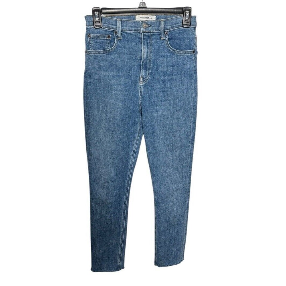Reformation Jeans High & Skinny Crop Jeans Size 26‎ Frayed Hem